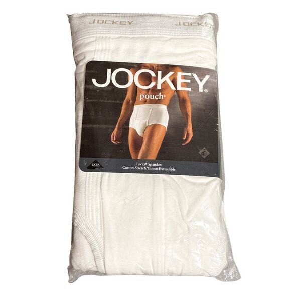 1999 Jockey Pouch White Full Rise 3 Pack Briefs Size L (36-38) NOS/NRFP - Picture 1 of 3